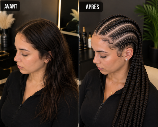 Half large Cornrows - Half small twist